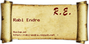 Rabi Endre névjegykártya